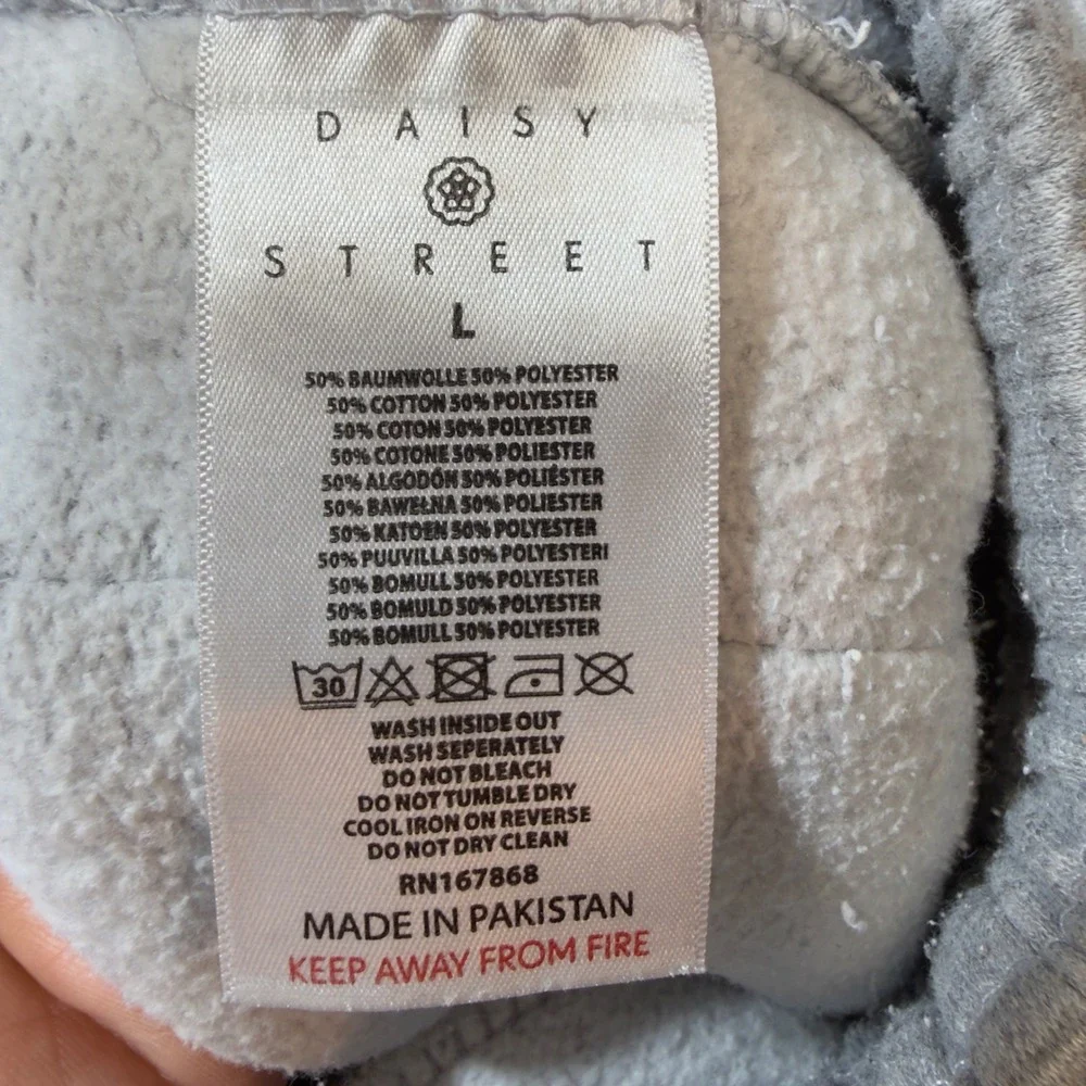 Daisy Street New York Graphic Wide Leg Sweatpants Heather Grey Mens Large L - Picture 4 of 11